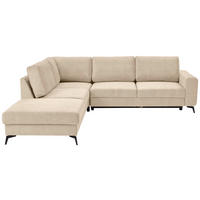 ECKSOFA in Chenille Beige  - Beige/Schwarz, Konventionell, Textil/Metall (257/275cm) - MID.YOU