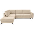 ECKSOFA Beige Chenille  - Beige/Schwarz, KONVENTIONELL, Textil/Metall (257/275cm) - Carryhome