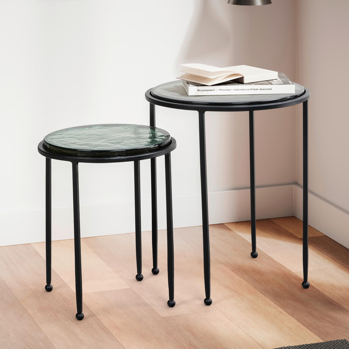SATZTISCH in Glas  - Schwarz/Grün, Design, Glas/Metall - MID.YOU