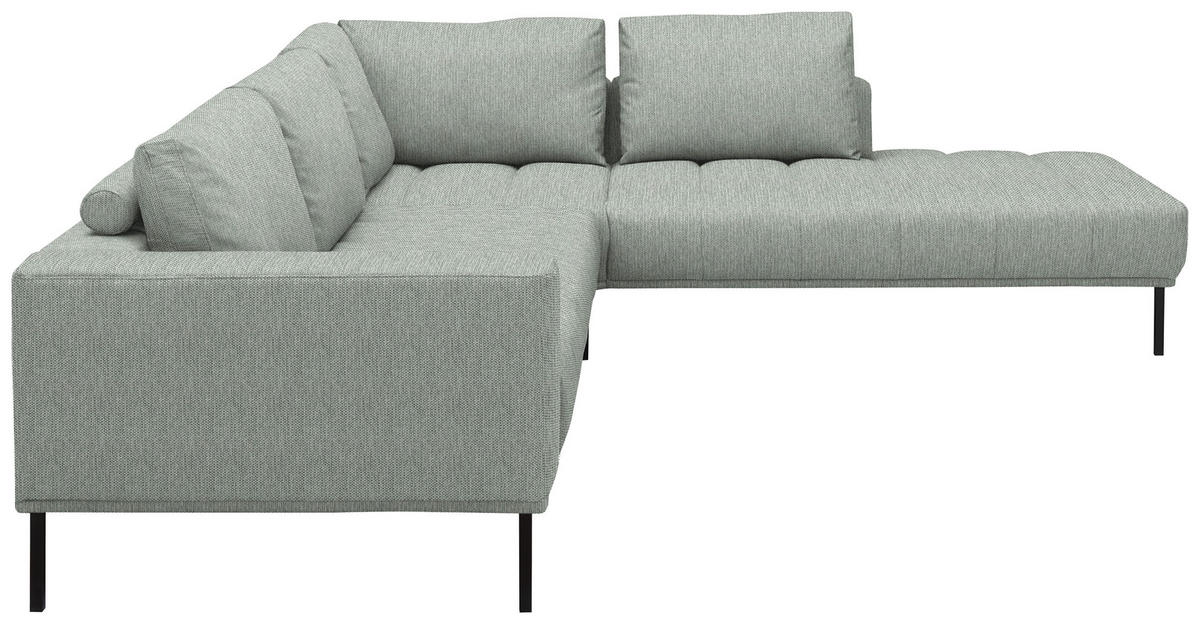 ECKSOFA  in Flachgewebe Grauweiß  308/270 cm  - Grauweiß/Schwarz, Design, Textil/Metall (308/270cm) - Pure Home Lifestyle
