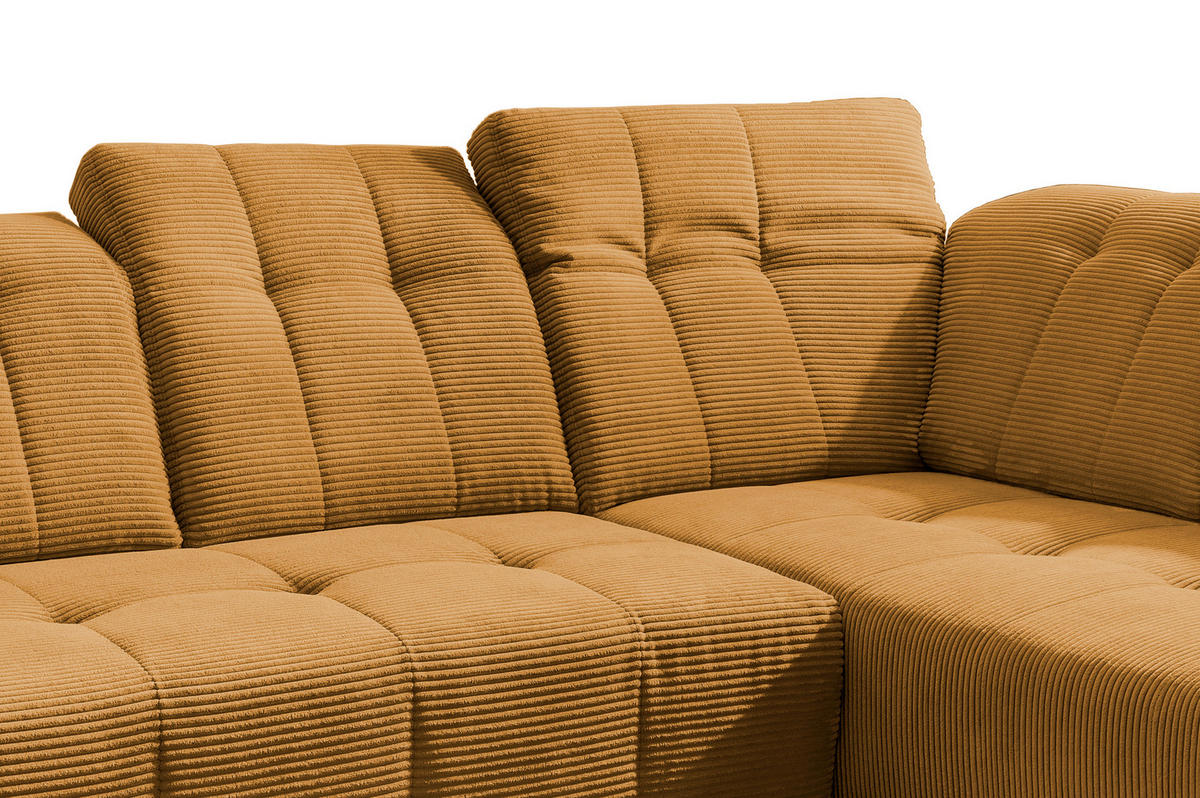 ECKSOFA Goldfarben Cord  - Goldfarben/Schwarz, MODERN, Textil/Metall (261/200cm) - Livetastic