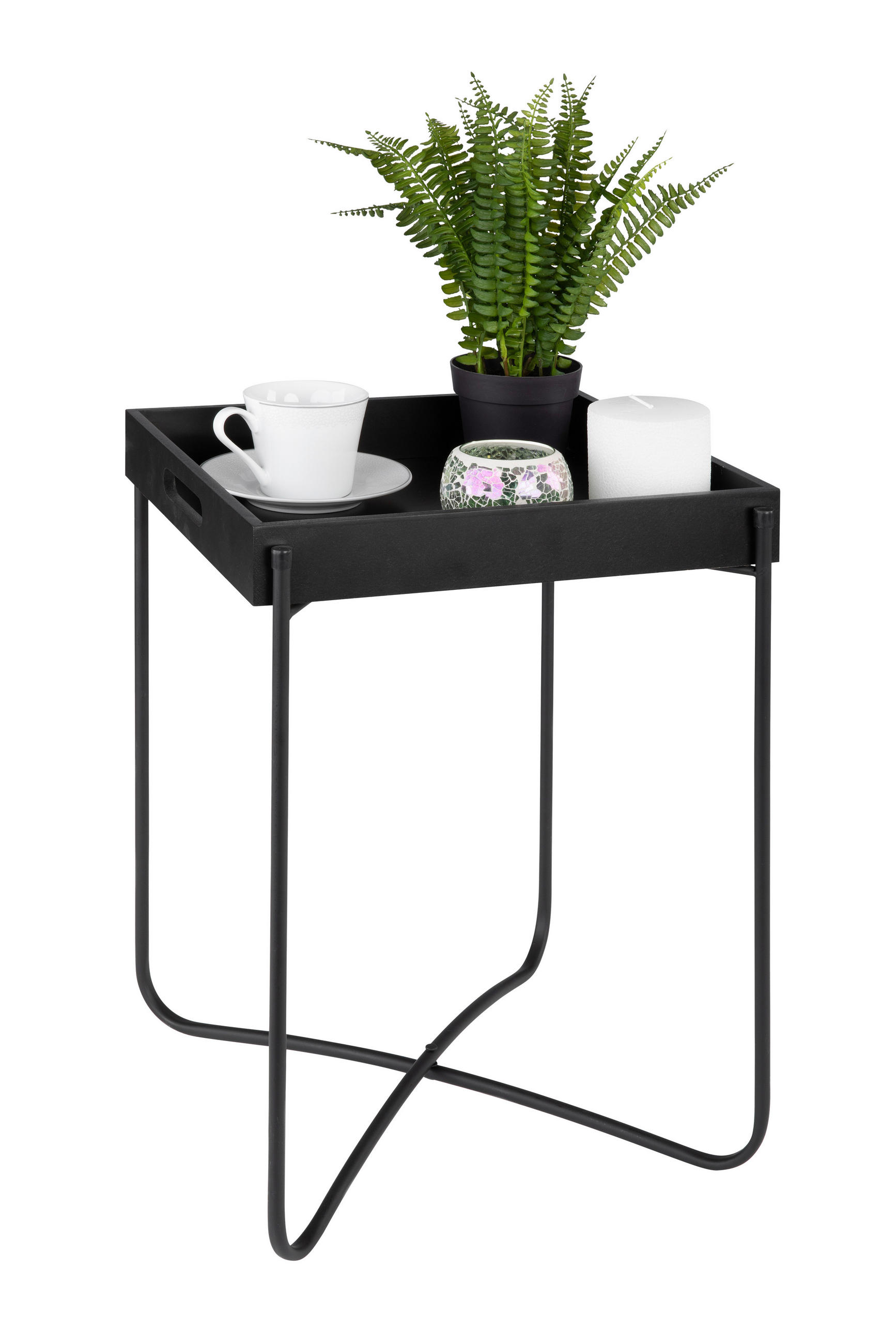 MIZICA, črna  - črna, Trend, kovina/leseni material (35/47/35,5cm) - Ambia Home