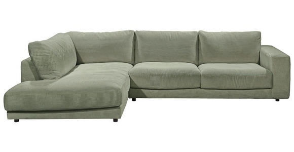 ECKSOFA  in Cord Dunkelgrün  224/325 cm  - Dunkelgrün/Schwarz, Design, Kunststoff/Textil (224/325cm) - Hom`in