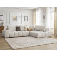 ECKSOFA Ottomane rechts  EVEREST Beige Struktur  - Beige/Schwarz, MODERN, Kunststoff/Textil (352/210cm) - Livetastic