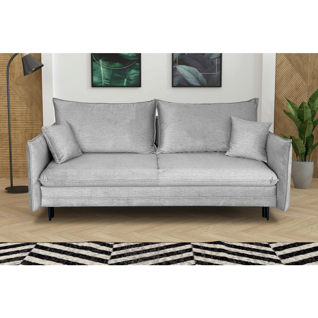 Thumbnail - Mid.you Schlafsofa, Grau, Textil, 3-Sitzer, Füllung: Polyurethan (PUR),Polyurethan (Pur), 216x96x102 cm, Made in EU, Lie...