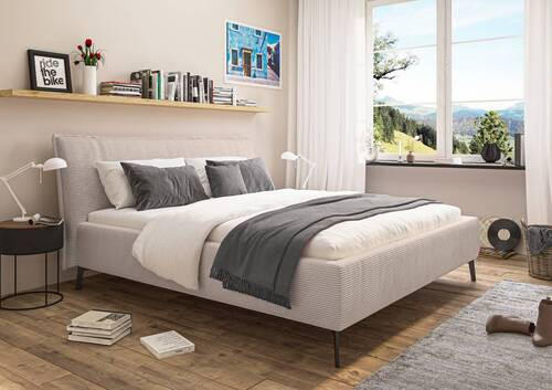 POLSTERBETT 180/200 cm  in Taupe  - Taupe/Schwarz, Design, Textil/Metall (180/200cm) - Lomoco