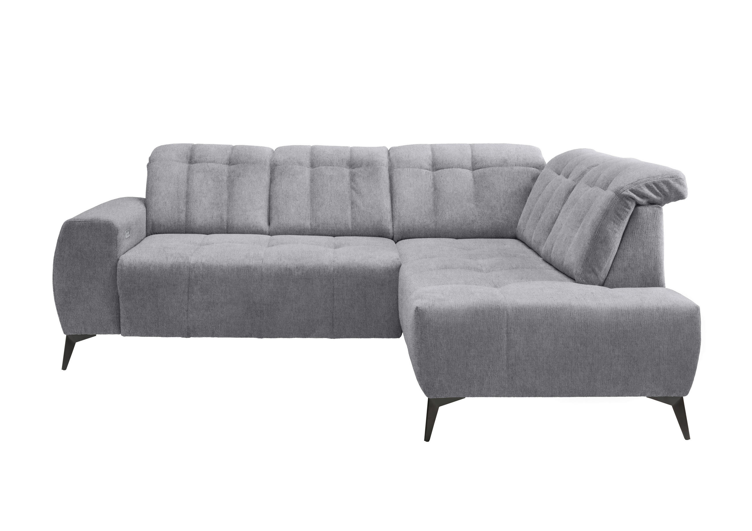 ECKSOFA in Mikrofaser Hellgrau - Hellgrau/Schwarz, Modern, Textil/Metall (261/200cm) - Livetastic