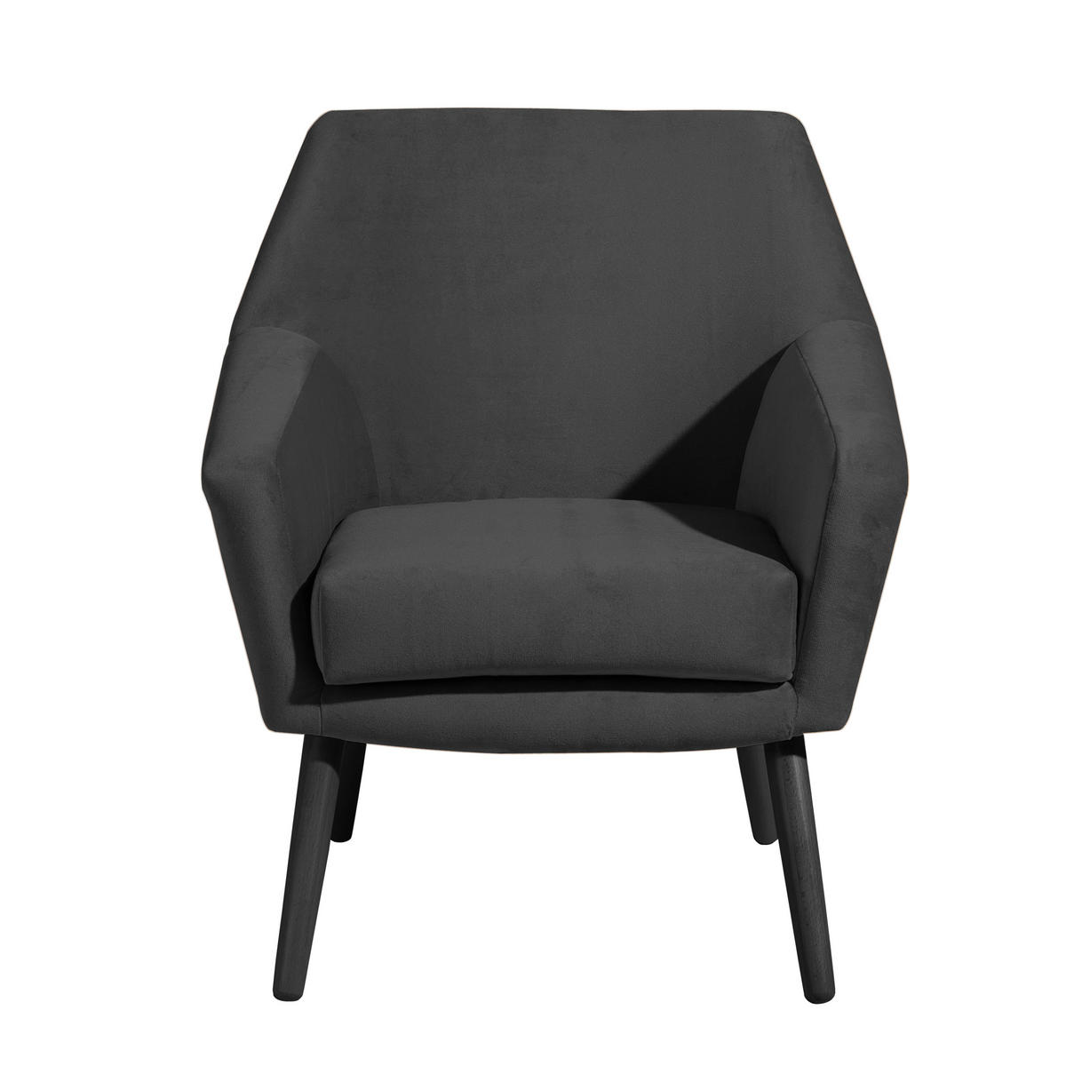 SESSEL in Samt, Velours Anthrazit, Schwarz  - Anthrazit/Schwarz, Design, Holz/Textil (67/81/71cm) - Max Winzer