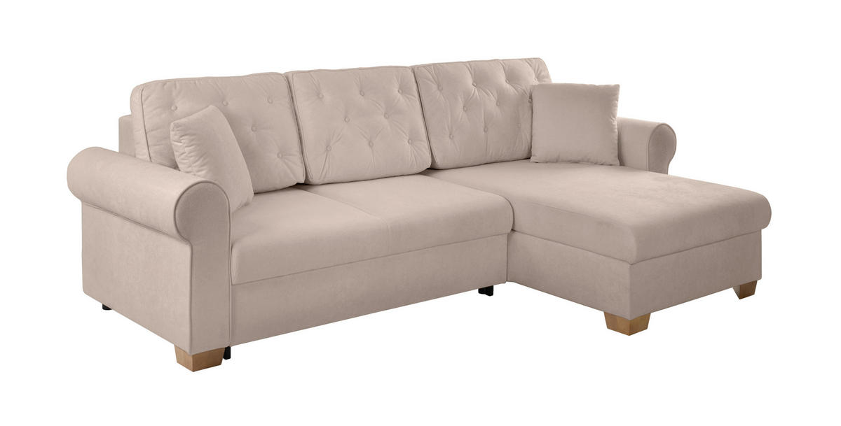 ECKSOFA Arles Taupe  - Taupe/Buchefarben, Design, Holz/Textil (266/161cm) - MID.YOU