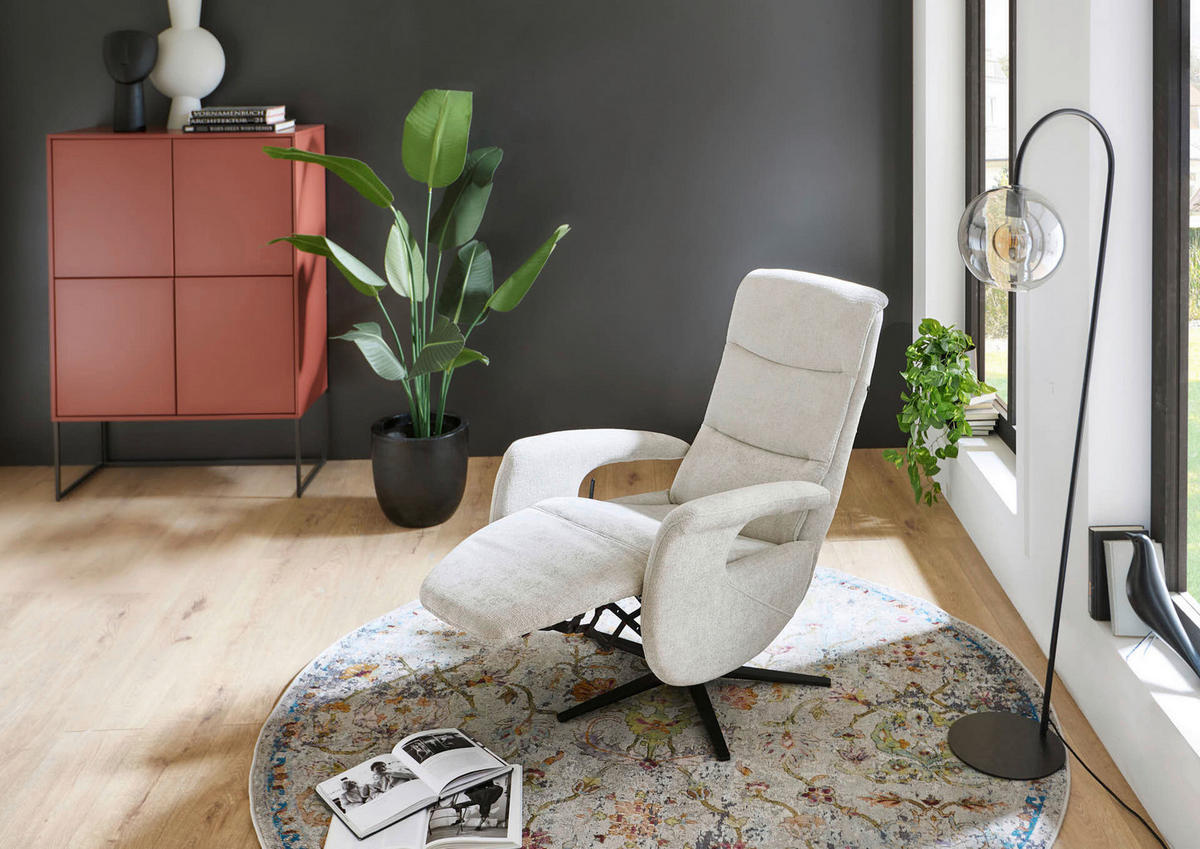 RELAXSESSEL Dieter Knoll Chenille    - Hellgrau/Schwarz, Design, Textil/Metall (71/110/83cm) - Dieter Knoll