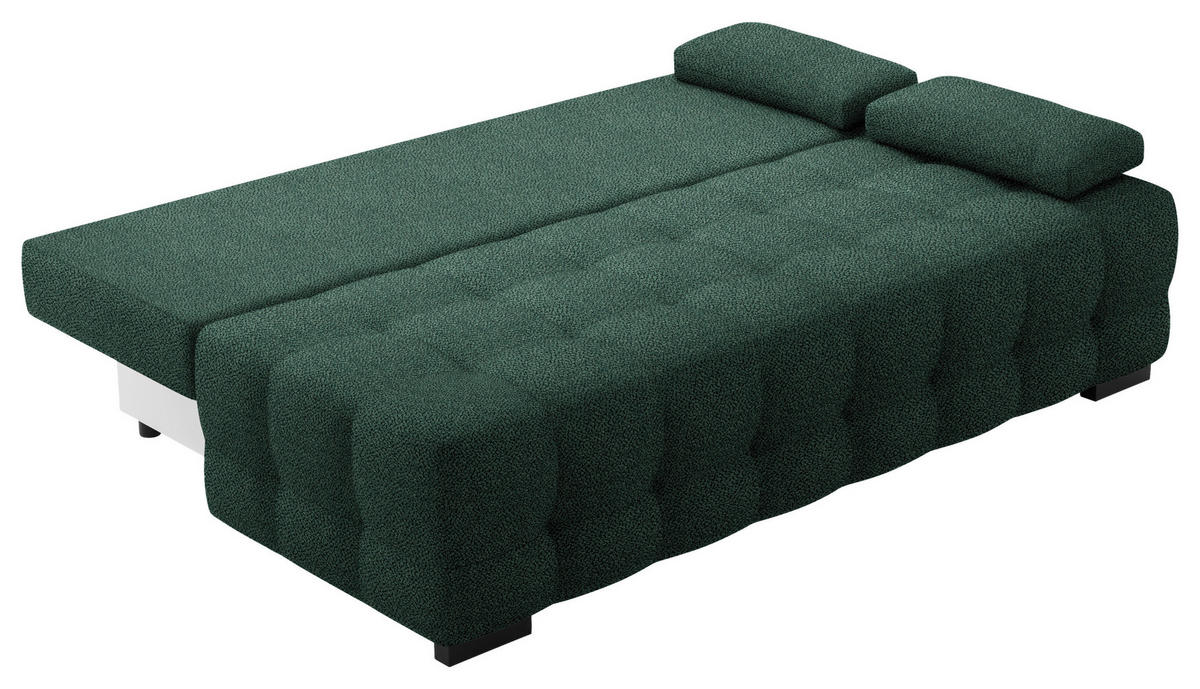 SCHLAFSOFA in Chenille, Plüsch Grün  - Schwarz/Grün, KONVENTIONELL, Kunststoff/Textil (209/96/100cm) - Stylife