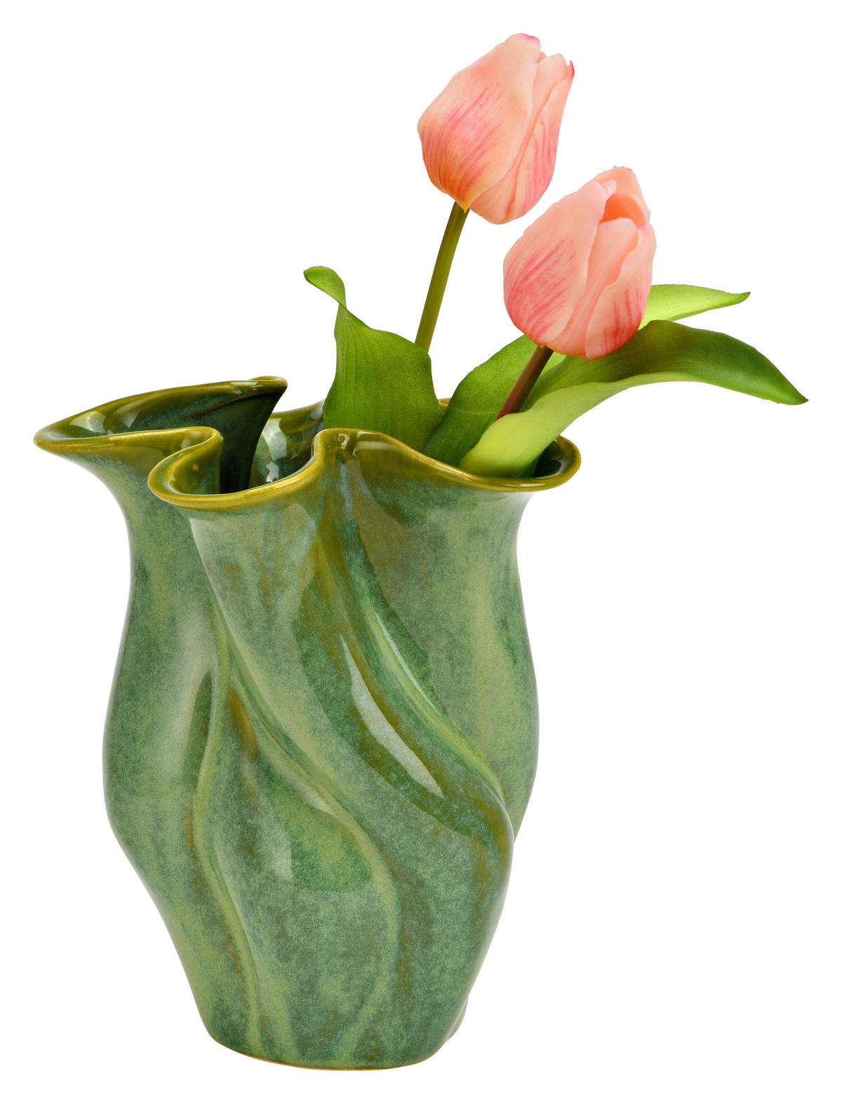 VASE  - Grün, Basics, Keramik (16,0/20,0/16,0cm)