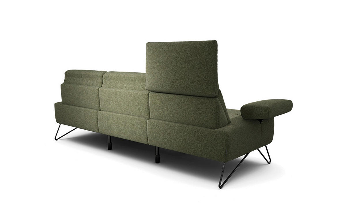 3-SITZER-SOFA in Chenille Waldgrün  - Waldgrün/Schwarz, Design, Textil/Metall (234-264/85/86-94cm) - SENSOO