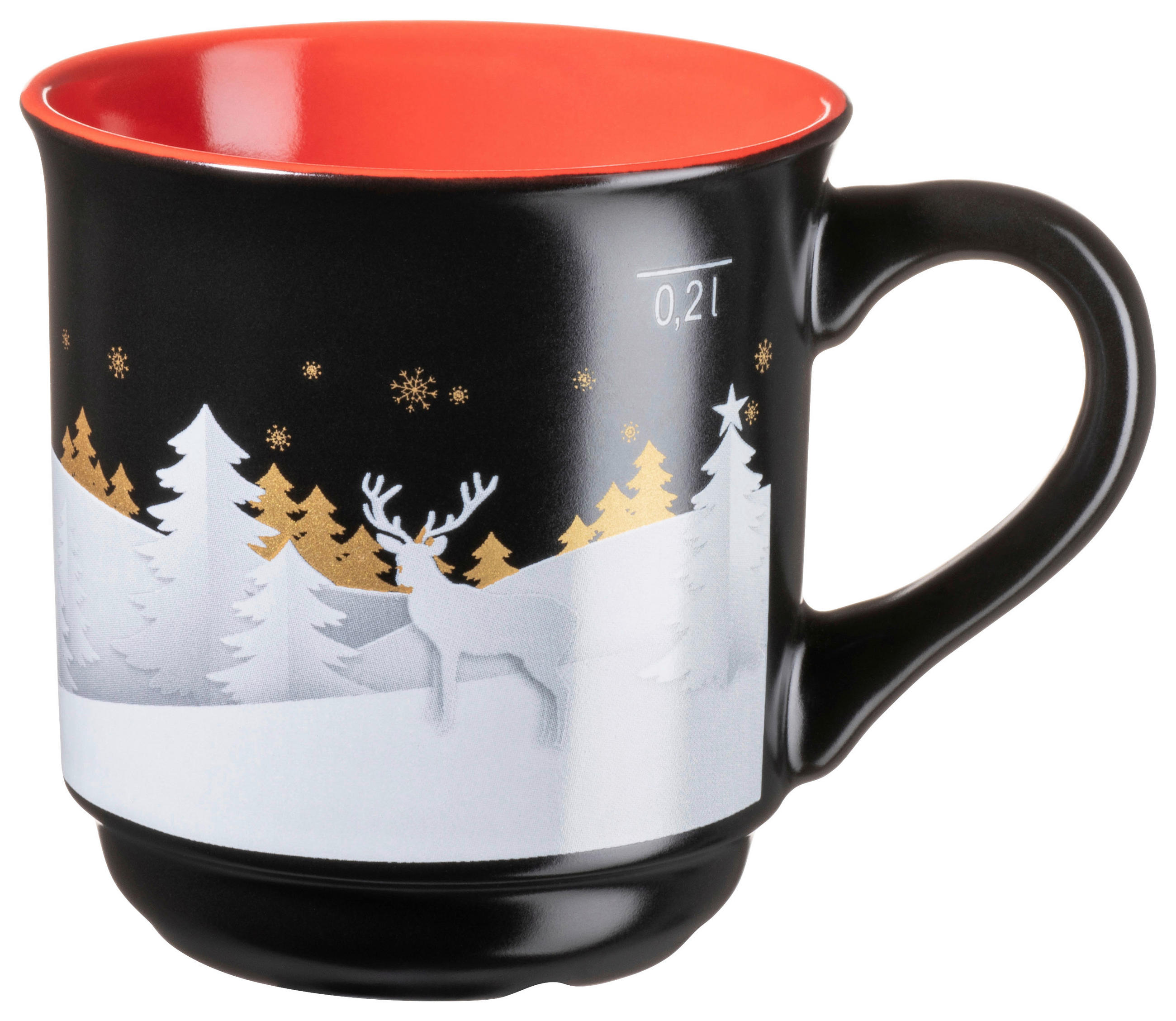 BECHERSET  6-teilig  - Rot/Schwarz, Trend, Keramik (250ml) - Mäser