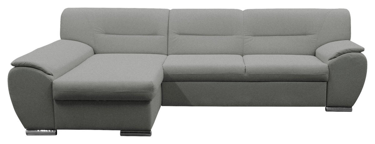 ECKSOFA Hellgrau Flachgewebe  - Silberfarben/Hellgrau, Design, Kunststoff/Textil (167/281cm) - MID.YOU
