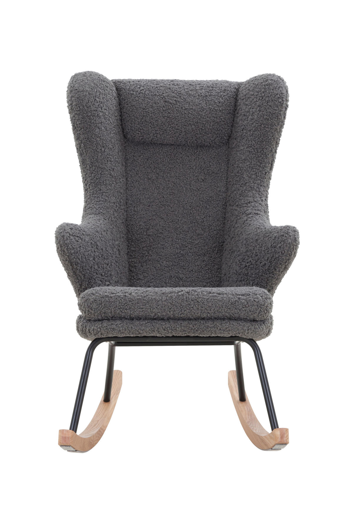 SCHAUKELSTUHL in Teddystoff Grau  - Eichefarben/Schwarz, MODERN, Holz/Textil (66/106/104cm) - Livetastic
