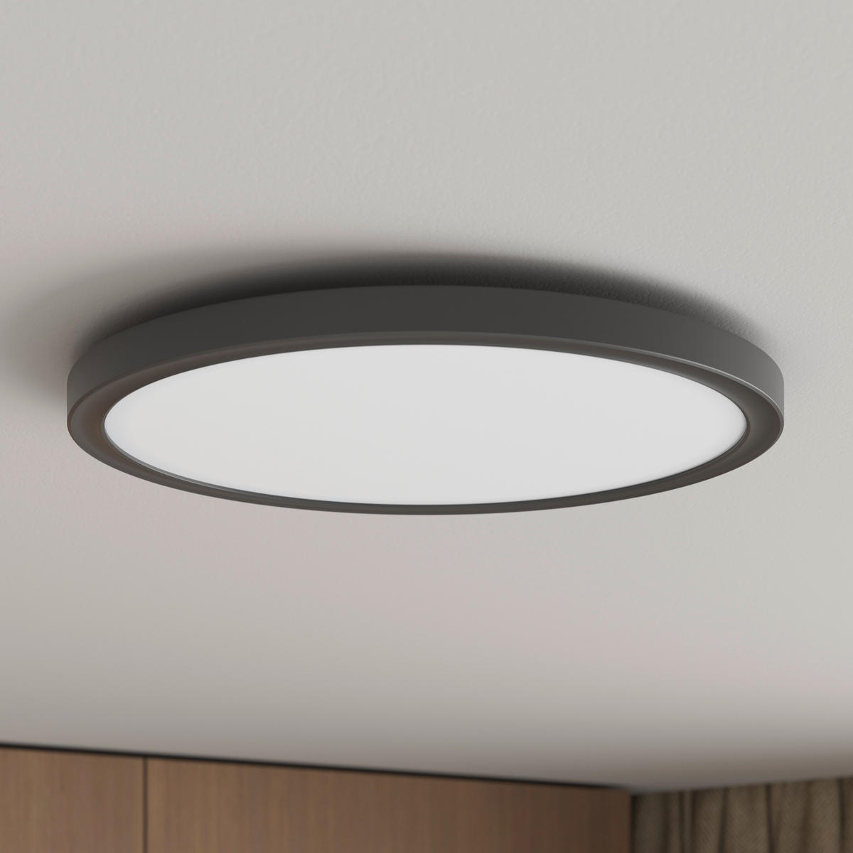 LED-DECKENLEUCHTE Giga 29,3/2,8 cm   - Schwarz, Basics, Kunststoff (29,3/2,8cm) - Novel