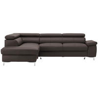 ECKSOFA in Echtleder Dunkelbraun  - Chromfarben/Dunkelbraun, Design, Leder/Metall (213/268cm) - Stylife