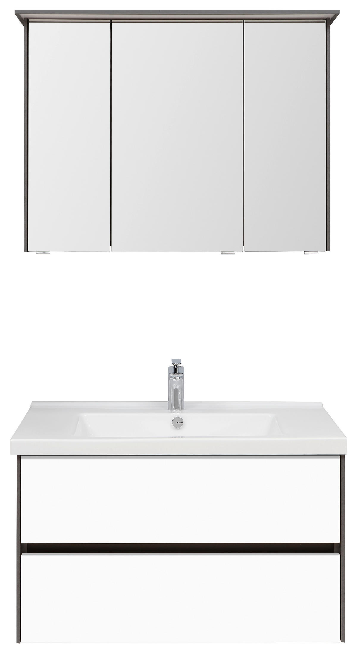 BADEZIMMER  in 92 cm  - Dunkelgrau/Weiß Hochglanz, KONVENTIONELL, Glas/Keramik (92cm) - Dieter Knoll