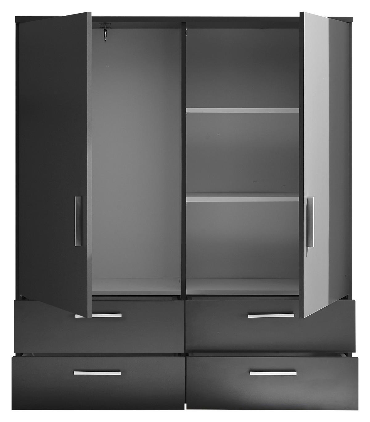 HÖG BYRÅ  120/140/38 cm 4 låda(or)  - aluminiumfärg/grafitfärgad, Klassisk, trämaterial/plast (120/140/38cm) - Carryhome