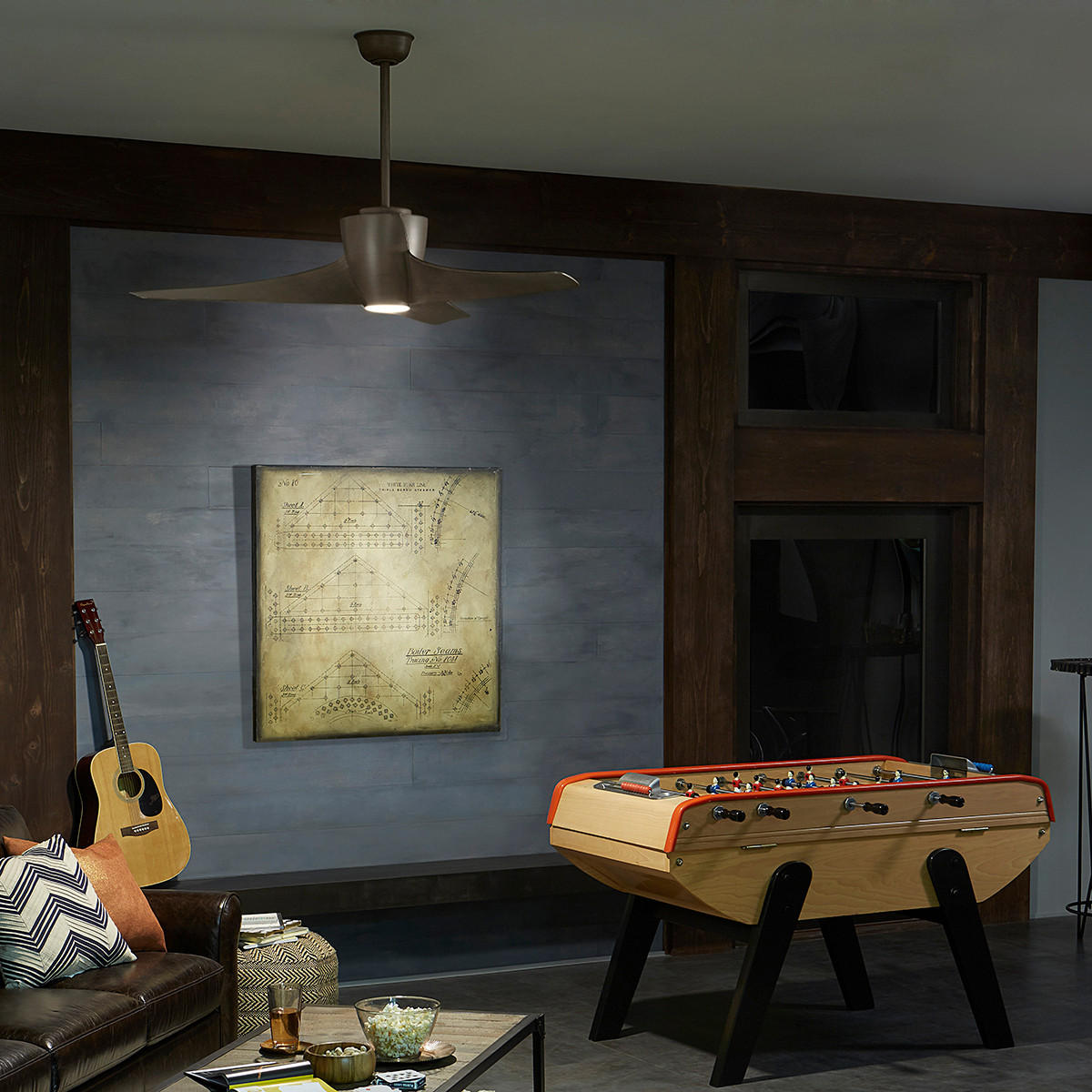 STROPNI VENTILATOR  Elstead Phree /1116 lm/3000 K// - barve niklja, Design, kovina/umetna masa (142/41cm)