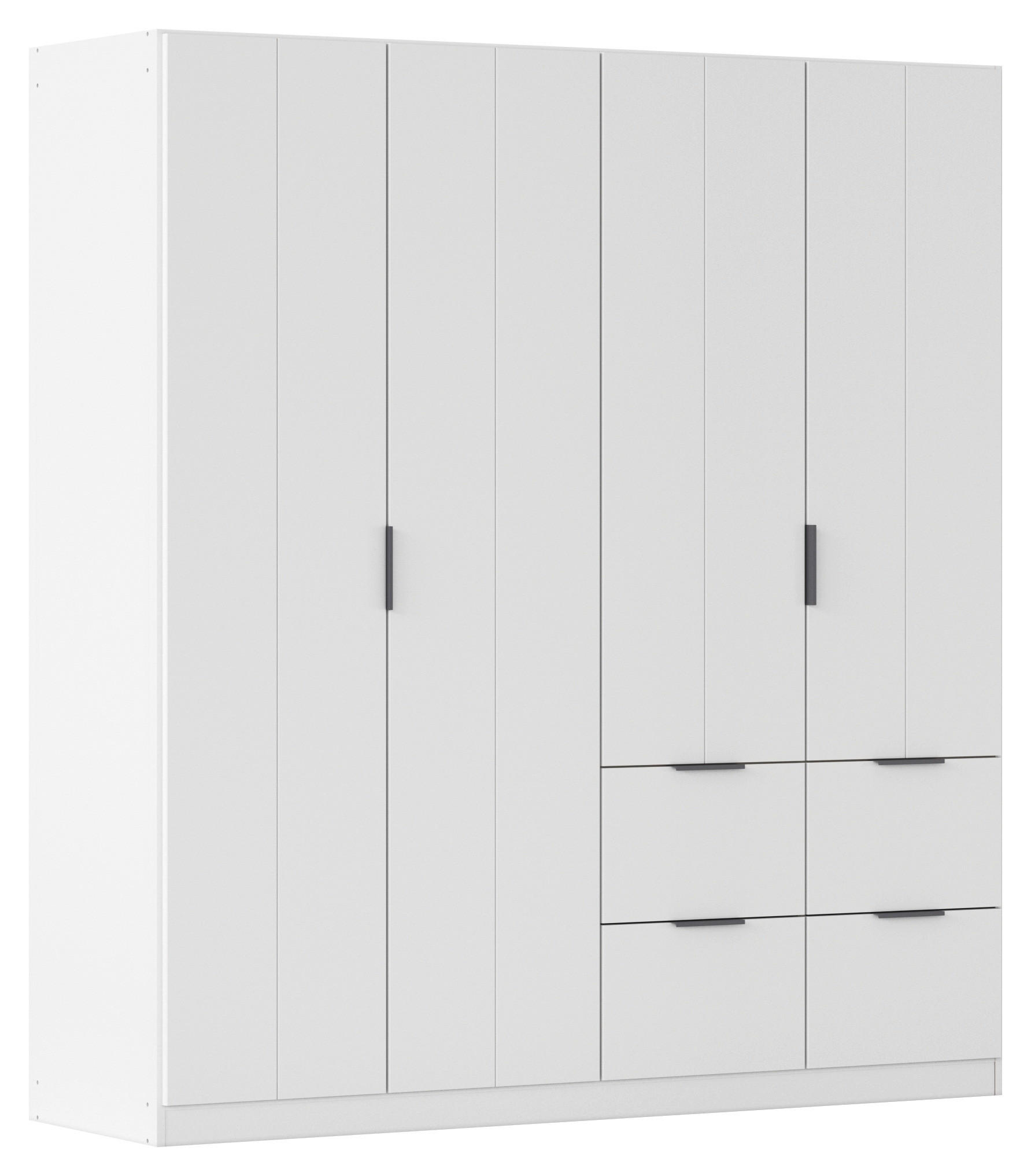 GARDEROB MED GÅNGJÄRN 181/197/56 cm 4-dörrar - vit/grå, Modern, metall/trämaterial (181/197/56cm) - Rauch Möbel