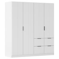 GARDEROB MED GÅNGJÄRN 181/197/56 cm 4-dörrar - vit/grå, Modern, metall/trämaterial (181/197/56cm) - Rauch Möbel