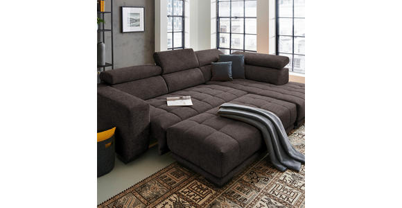 ECKSOFA  in Mikrofaser Braun  301/207 cm  - Schwarz/Braun, Design, Textil/Metall (301/207cm) - Xora
