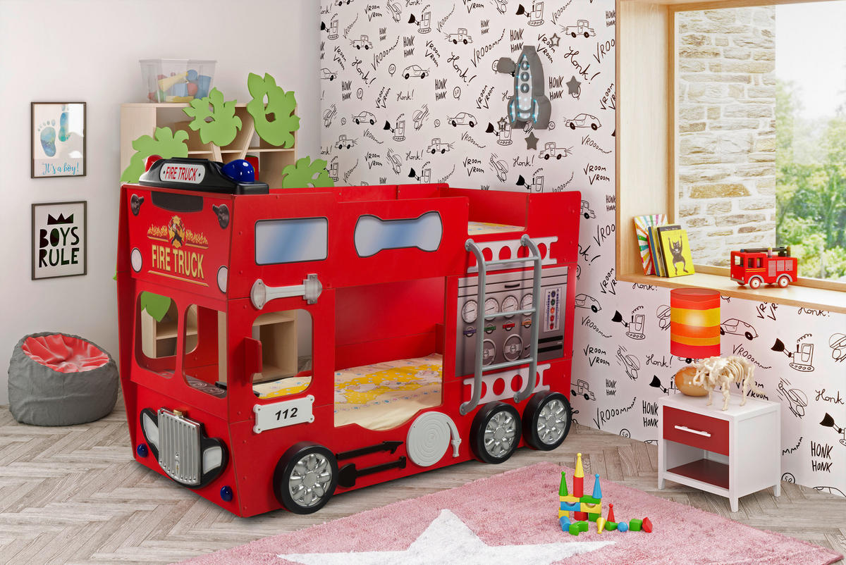 Autobett 90/190 cm Rot Rot  - Rot/Weiß, LIFESTYLE, Holz/Holzwerkstoff (90/190cm) - Livetastic