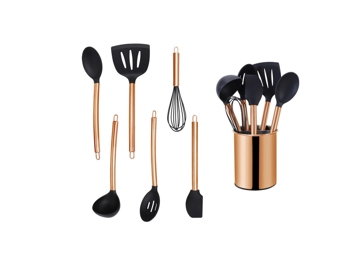KÜCHENHELFERSET  - Schwarz/Kupferfarben, Basics, Kunststoff/Metall (13cm) - Echtwerk