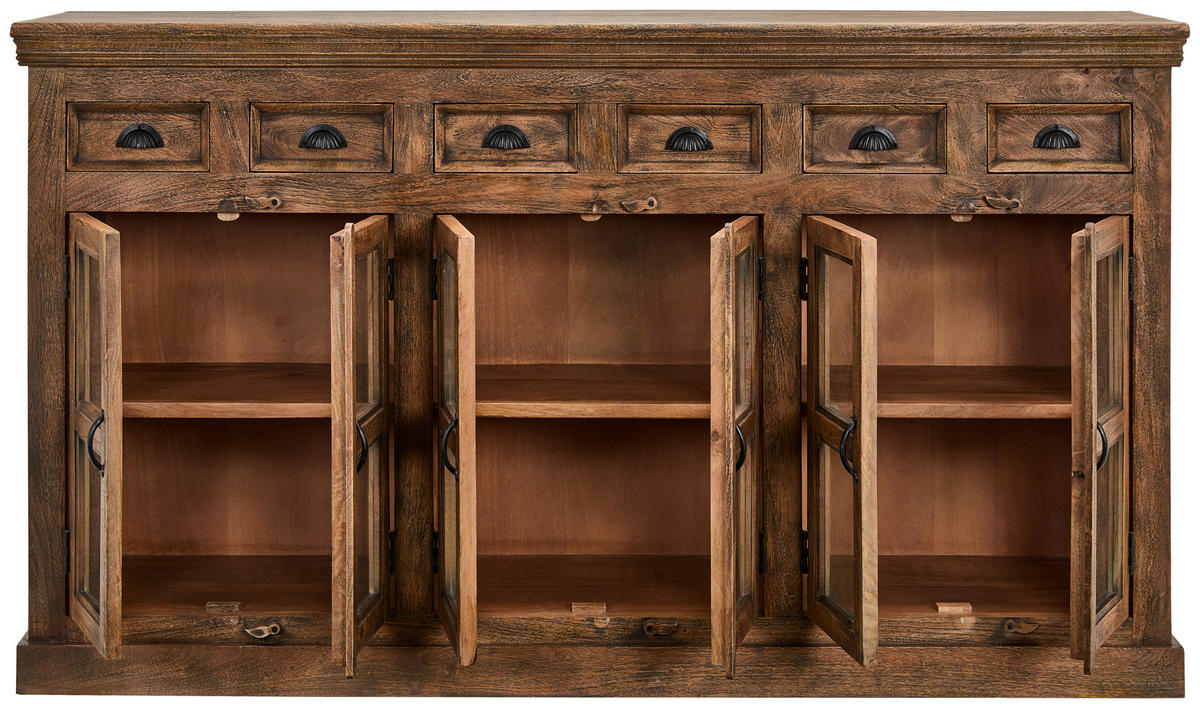 SIDEBOARD Braun  210/120/45 cm  - Braun, Trend, Glas/Holz (210/120/45cm) - Ambia Home
