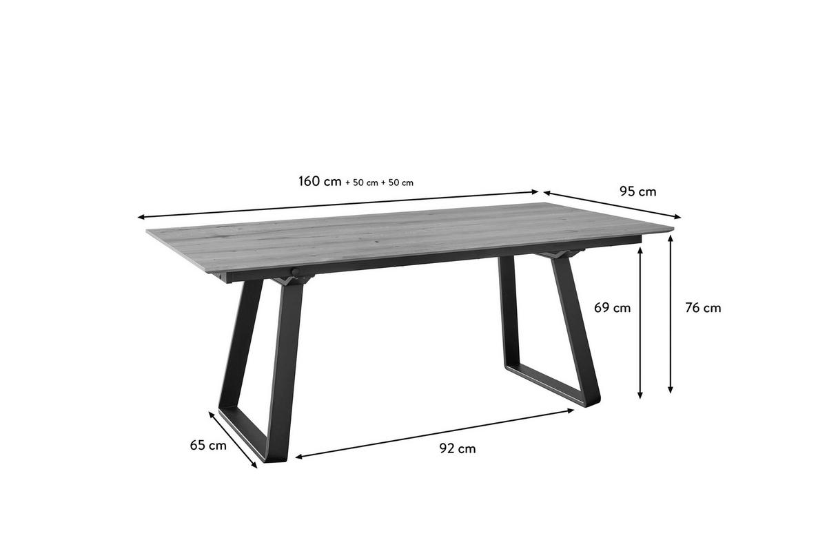 ESSTISCH in Metall, Holzwerkstoff 160-260/95/76 cm  - Eichefarben, Basics, Holzwerkstoff/Metall (160-260/95/76cm) - Celina Home