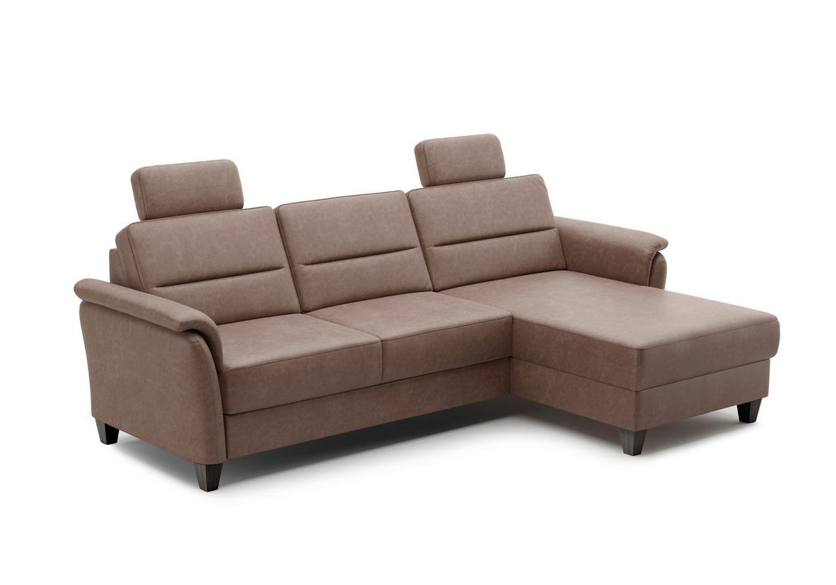 ECKSOFA in Mikrofaser Haselnussfarben  244/163 cm  - Wengefarben/Haselnussfarben, KONVENTIONELL, Holz/Textil (244/163cm) - Sit & More