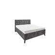 POLSTERBETT 180/200 cm,  in Grau, Bettkasten, Lattenroste, Matratzen, H2 + H3 = mittel + fest  - Schwarz/Weiß, Design, Holz/Textil (180/200cm) - Voleo