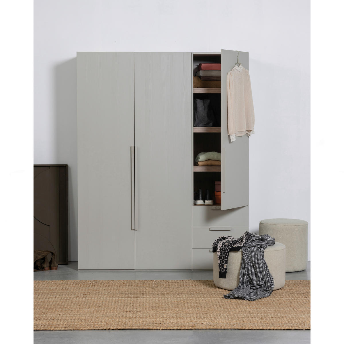 DREHTÜRENSCHRANK 110/210/58 cm 2-türig Grau  - Walnussfarben/Grau, Design, Holz (110/210/58cm) - Livetastic