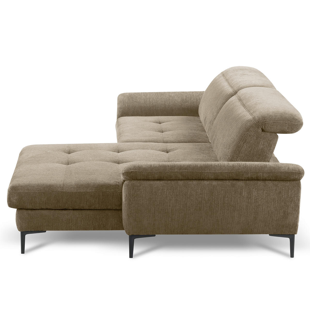 ECKSOFA  Webstoff Taupe  - Taupe/Schwarz, Design, Textil/Metall (268/195cm) - Livetastic