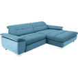 ECKSOFA in Mikrofaser Pastellblau  - Chromfarben/Pastellblau, Design, Textil/Metall (265/180cm) - Carryhome