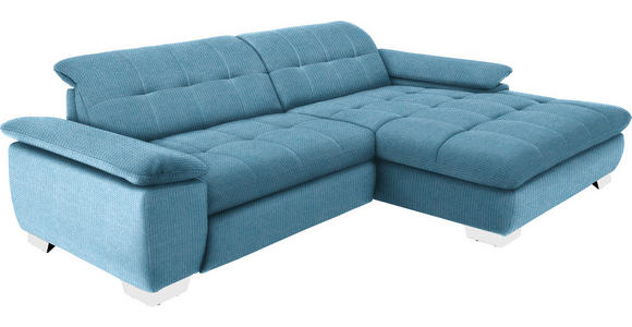 ECKSOFA in Mikrofaser Pastellblau  - Chromfarben/Pastellblau, Design, Textil/Metall (265/180cm) - Carryhome