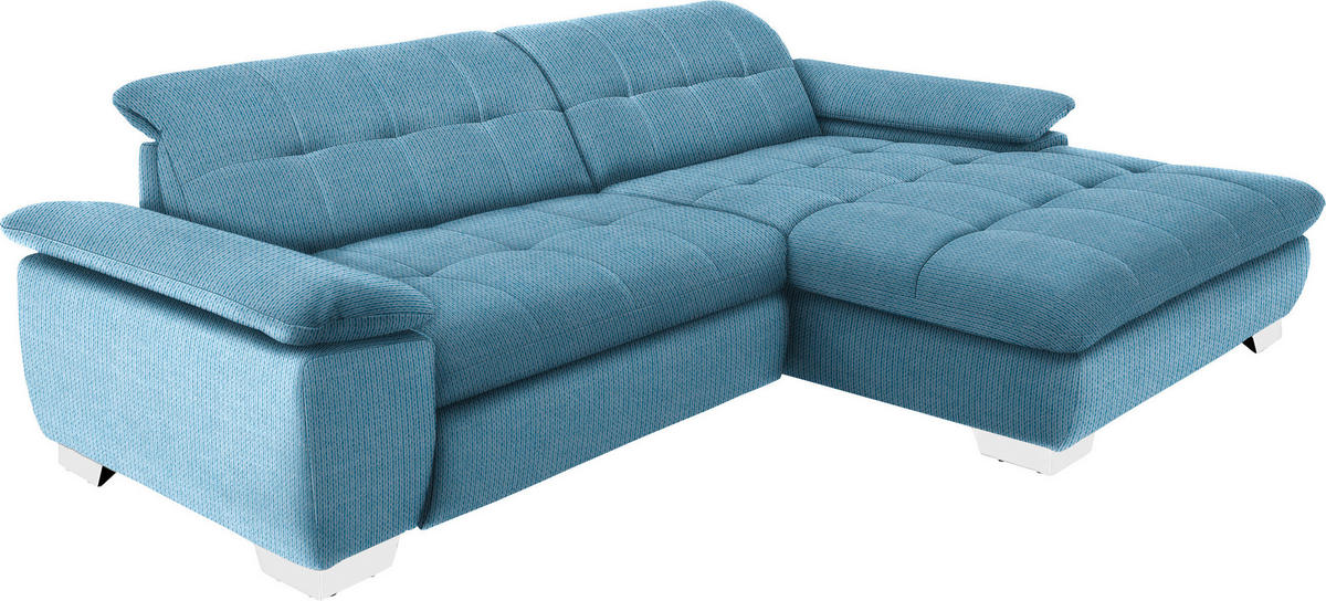 ECKSOFA in Mikrofaser Pastellblau  - Chromfarben/Pastellblau, Design, Textil/Metall (265/180cm) - Carryhome
