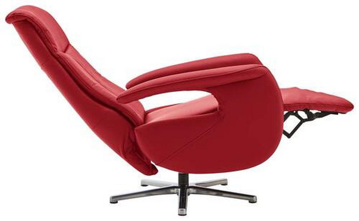 RELAXSESSEL in Leder Rot  - Chromfarben/Rot, Design, Leder/Metall (71/110/83cm) - Beldomo Speed