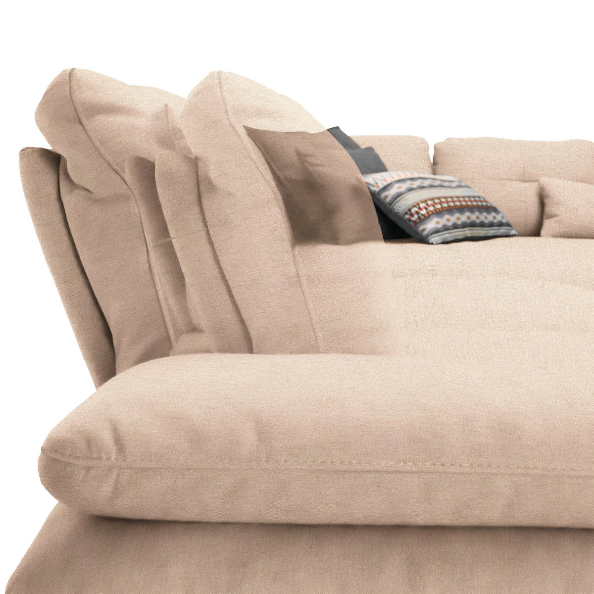 ECKSOFA in Flachgewebe Hellbraun  - Hellbraun/Schwarz, Design, Textil/Metall (344/271cm) - Chilliano