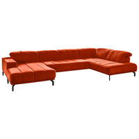 WOHNLANDSCHAFT Orange Velours  - Schwarz/Orange, Design, Textil/Metall (195/383/219cm) - Beldomo Style