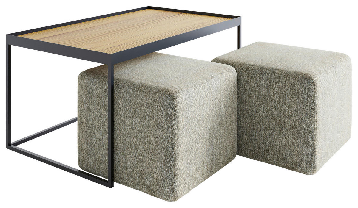 COUCHTISCHSET Eiche rechteckig Eichefarben, Beige  - Eichefarben/Beige, Design, Holz/Textil (100/60/49cm) - Novel