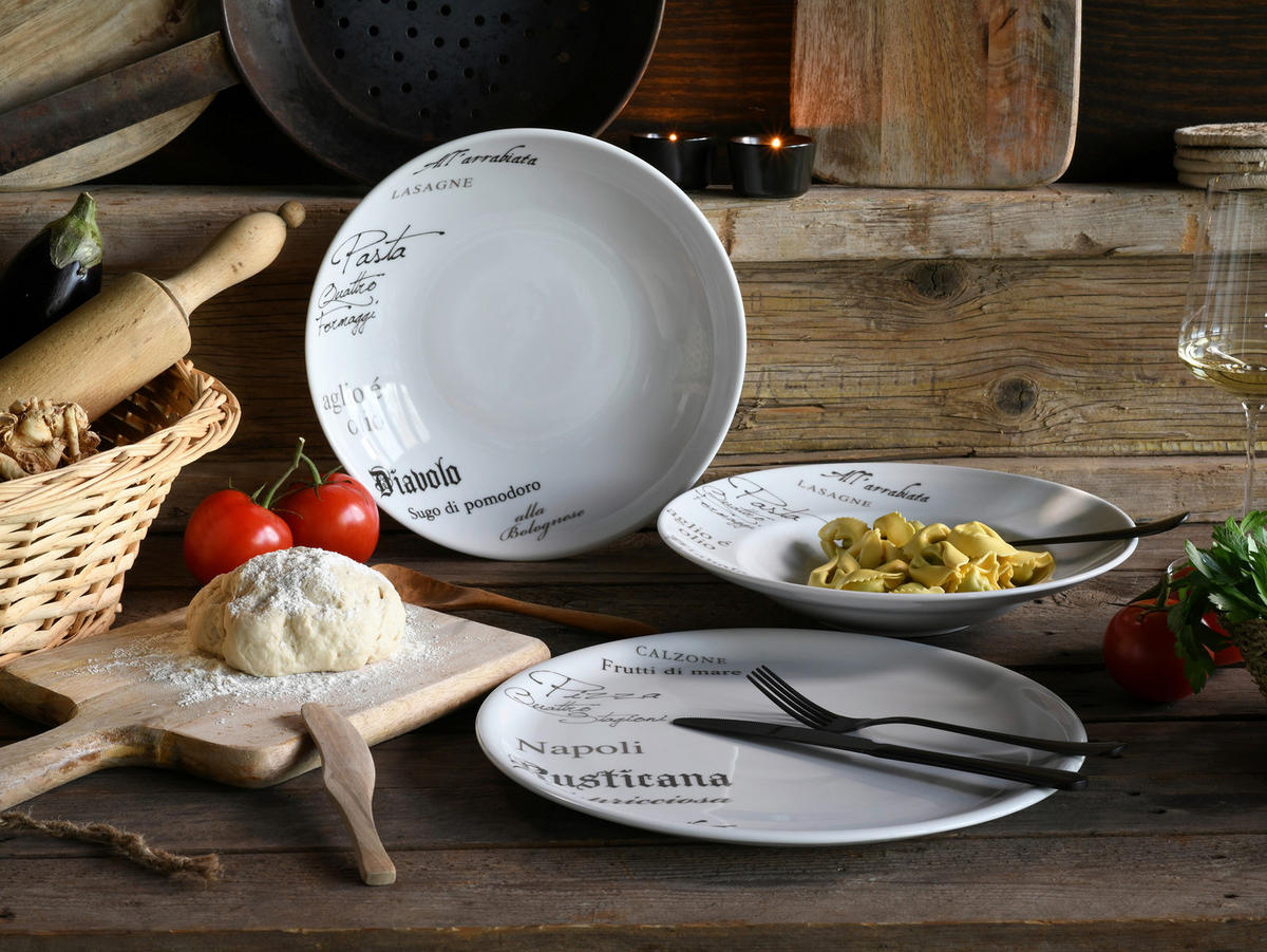 PASTATELLERSET Europa Gustoso 4-teilig  - Weiß, Design, Keramik (27cm) - Creatable