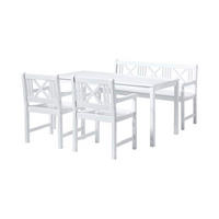 GARTENTISCHGRUPPE  - Weiß Hochglanz, Natur, Holz (165/89/130cm) - Gardenson