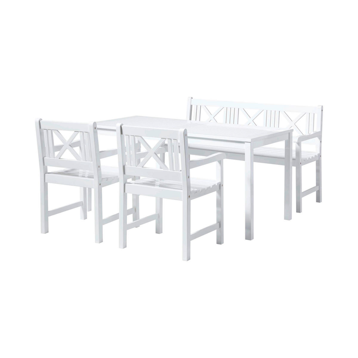 GARTENTISCHGRUPPE  - Weiß Hochglanz, Natur, Holz (165/89/130cm) - Gardenson