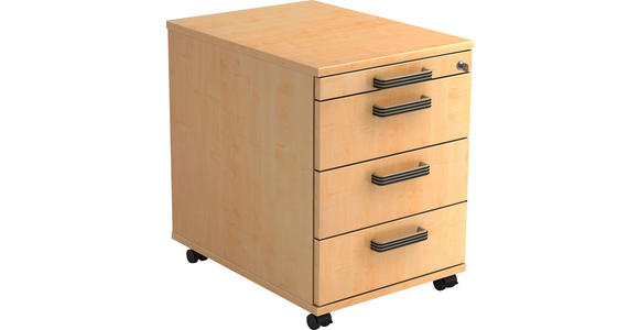 ROLLCONTAINER 42,8/59/56 cm  - Ahornfarben/Alufarben, KONVENTIONELL, Holzwerkstoff/Kunststoff (42,8/59/56cm) - Venda