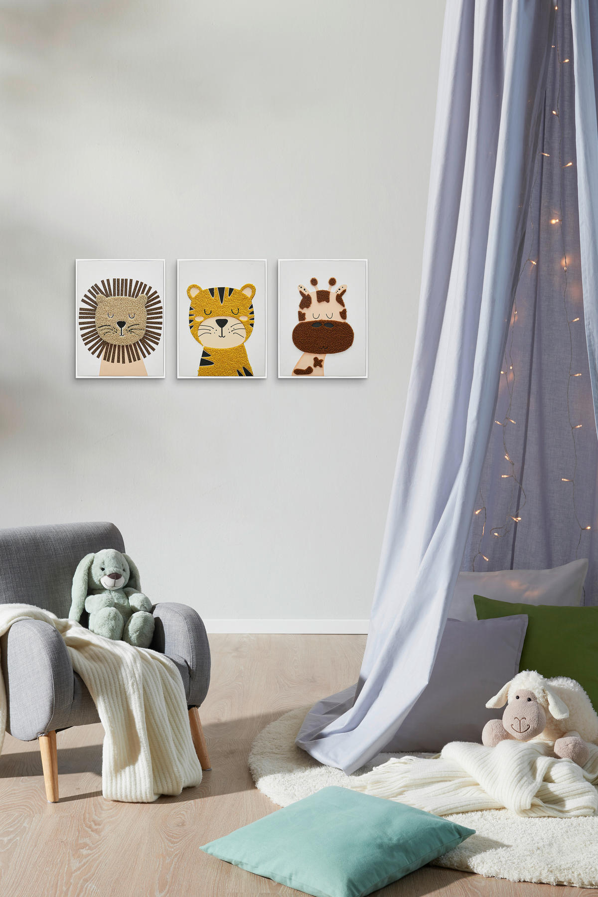 KINDERBILD Beige Tiere 30/40 cm  - Beige/Weiß, Basics, Holzwerkstoff/Kunststoff (30/40cm) - Monee