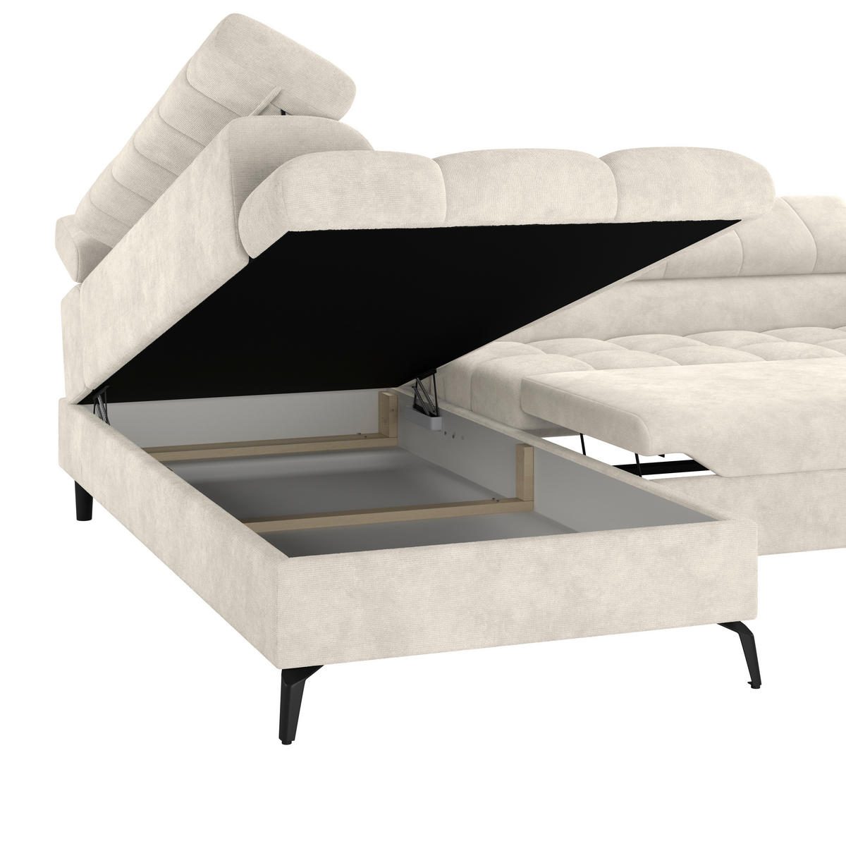 ECKSOFA Creme  - Creme/Schwarz, Trend, Kunststoff/Textil (203/261cm) - Livetastic
