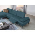 ECKSOFA in Echtleder Blau  - Blau/Schwarz, Design, Leder/Metall (157/325cm) - Dieter Knoll